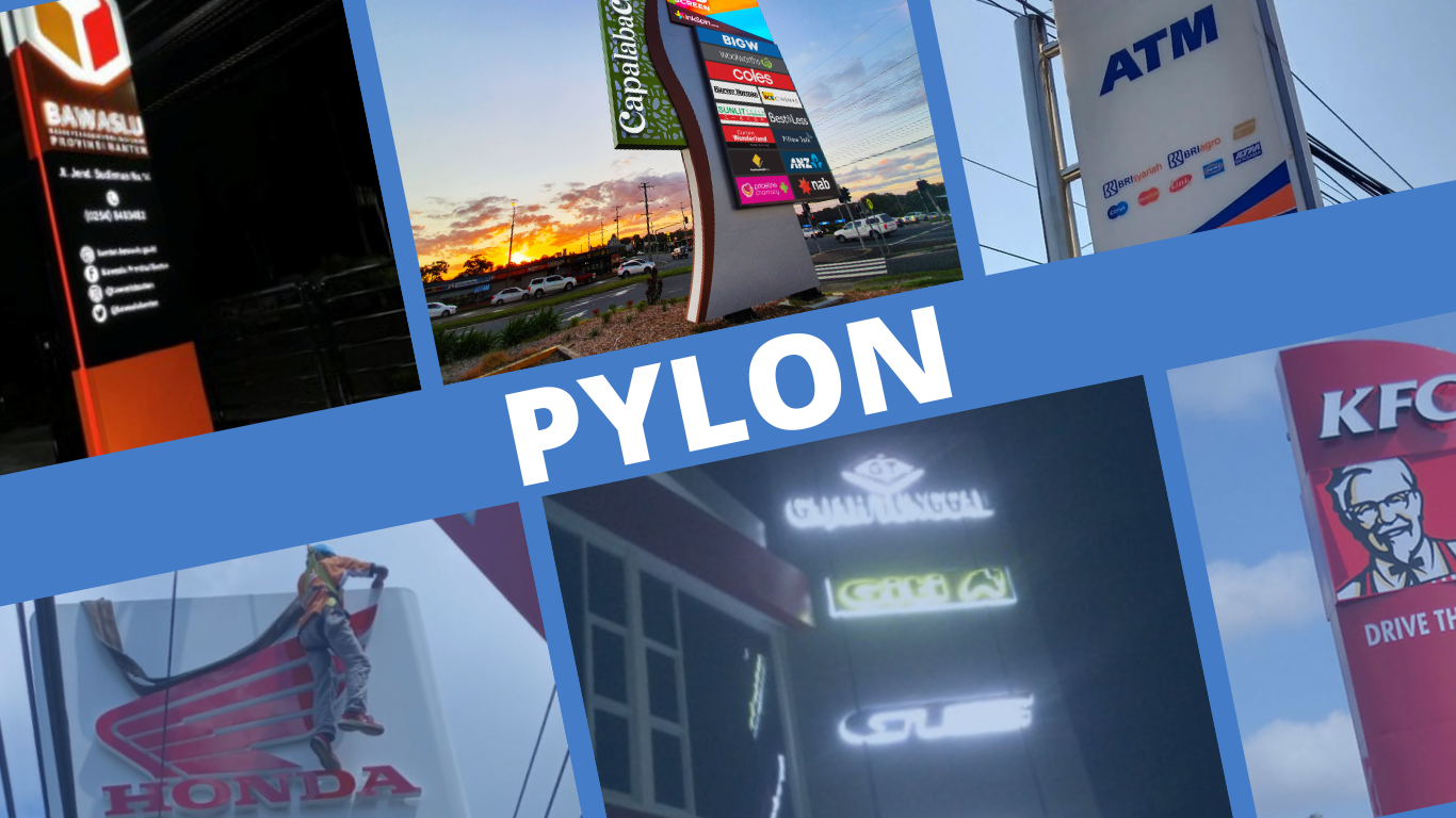 Pylon Pylon Sign dari Cahaya Acrylic